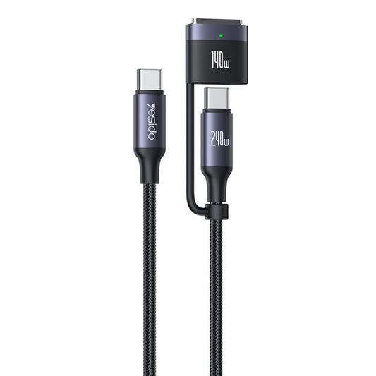 Yesido CA197 2-in-1 Charging Cable – 240W Type-C & 140W Magnetic Charging for MacBook (2 Meters)