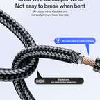 Yesido CA204P 60W PD Fast Charging & Data Cable – Durable 16-Braided Aluminum Alloy Design (1 Meter)