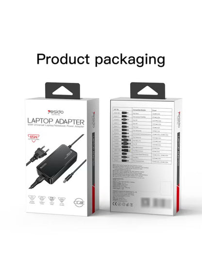 Yesido CG11E 65W Smart Laptop Charger Set – 15-in-1 Multi-function EU Power Adapter