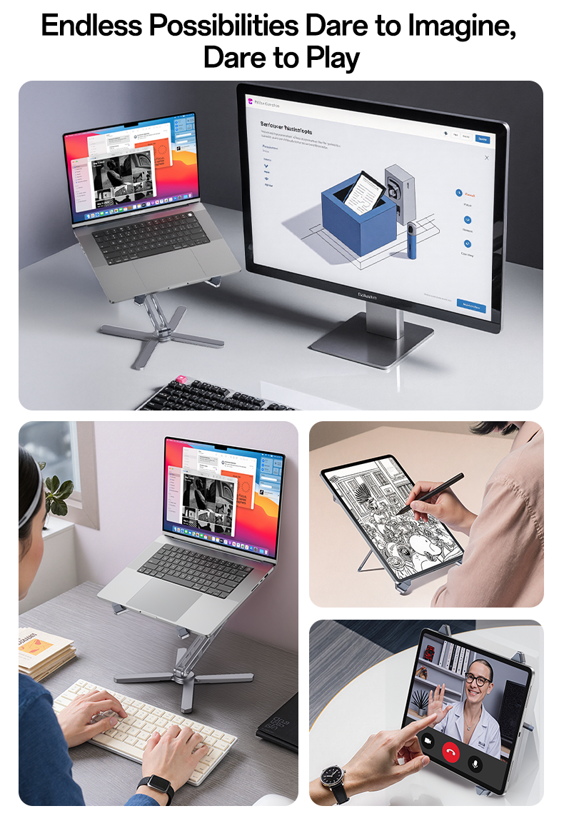 YESIDO LP09 Aluminum Laptop Stand Height Adjustable Foldable Notebook