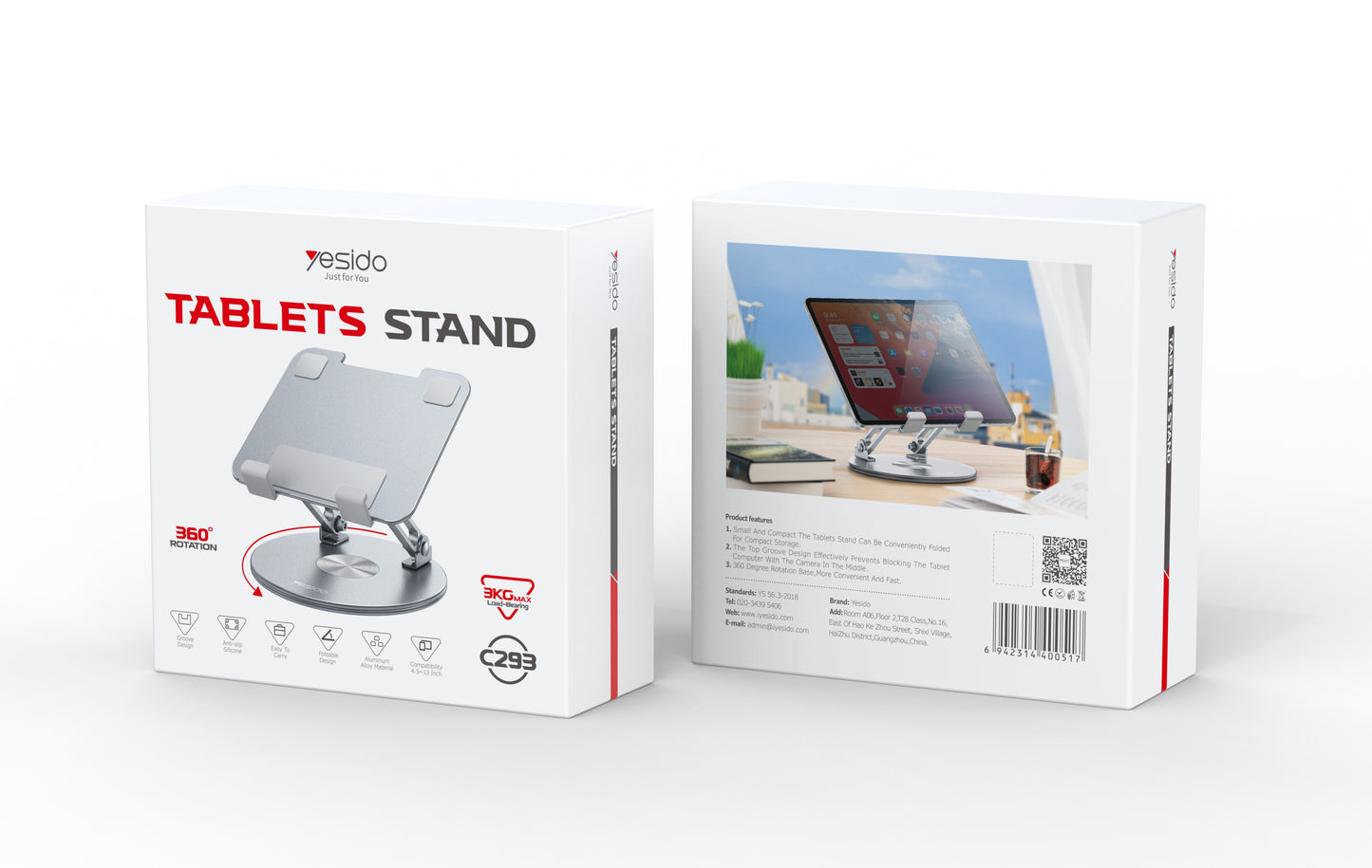 C293 360 Rotating Good Heat Releasing Folding Design Aluminum Alloy Table Holder