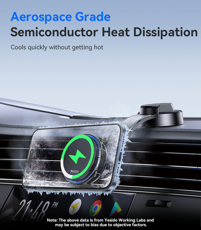 Yesido C311 15W Car Wireless Charger - Semiconductor Cooling & RGB Light