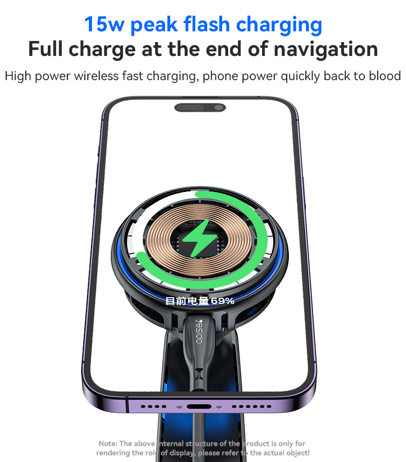 Yesido C311 15W Car Wireless Charger - Semiconductor Cooling & RGB Light