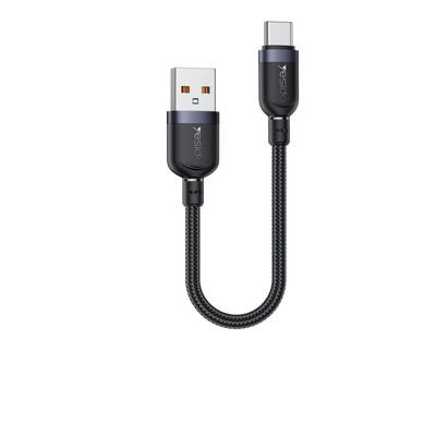 Yesido CA131C 18W Short USB-A to USB-C Fast Charging Cable – 30cm Braided Nylon & Aluminum Alloy Connectors (3A)