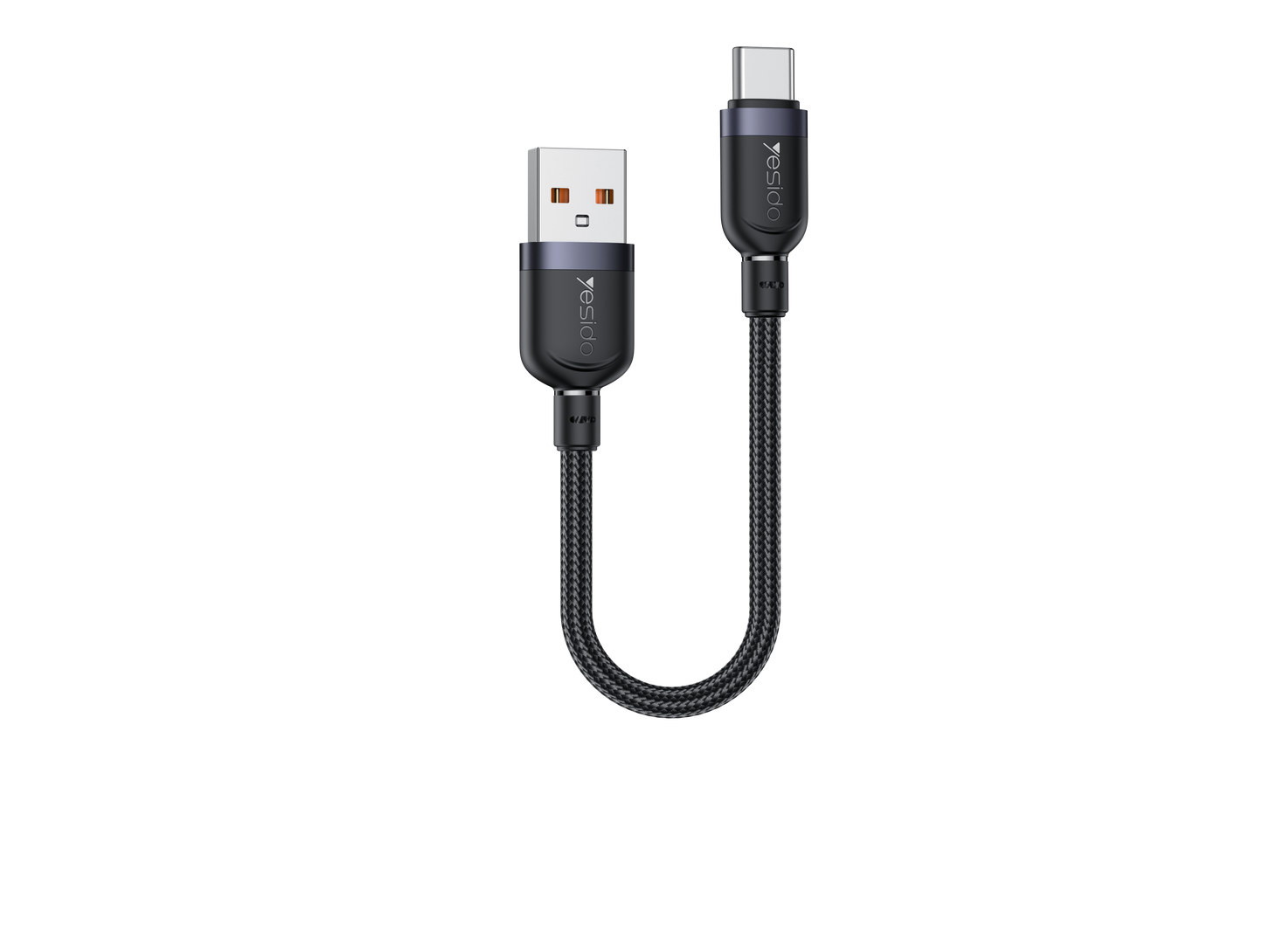 كابل يسيدو Yesido CA131C قصير بطول 30 سم (USB-A إلى Type-C) بقوة 18 واط - تصميم مضفر مصفح وهيكل من سبائك الألومنيوم