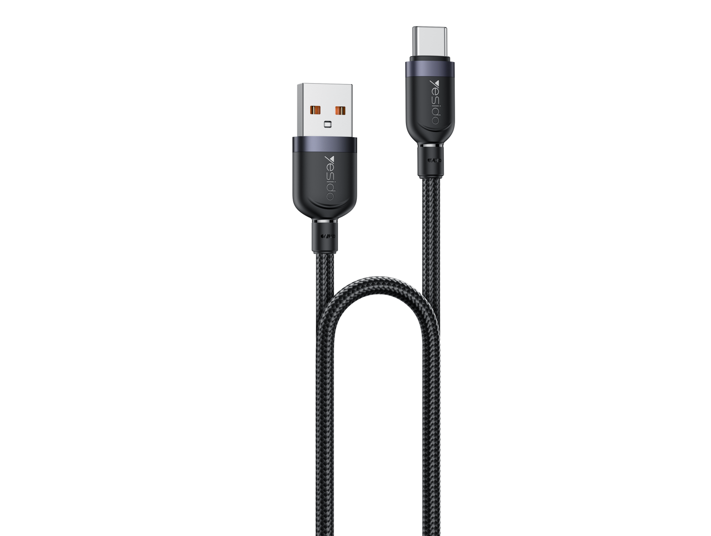 كابل يسيدو Yesido CA132C بطول 1.2 متر (USB-A إلى Type-C) بقوة 18 واط - تصميم مضفر مصفح وهيكل من سبائك الألومنيوم