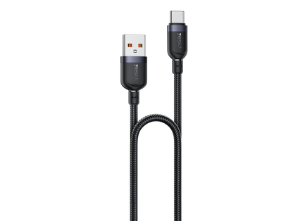 كابل يسيدو Yesido CA132C بطول 1.2 متر (USB-A إلى Type-C) بقوة 18 واط - تصميم مضفر مصفح وهيكل من سبائك الألومنيوم
