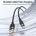 Yesido CA132C 18W USB-A to USB-C Fast Charging Cable – 1.2m Braided Nylon & Aluminum Alloy Connectors (3A)