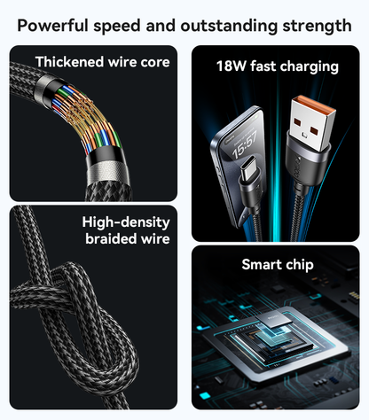 كابل يسيدو Yesido CA132C بطول 1.2 متر (USB-A إلى Type-C) بقوة 18 واط - تصميم مضفر مصفح وهيكل من سبائك الألومنيوم