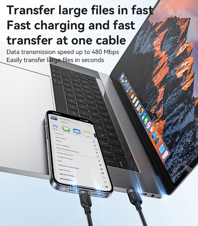كابل يسيدو Yesido CA132C بطول 1.2 متر (USB-A إلى Type-C) بقوة 18 واط - تصميم مضفر مصفح وهيكل من سبائك الألومنيوم