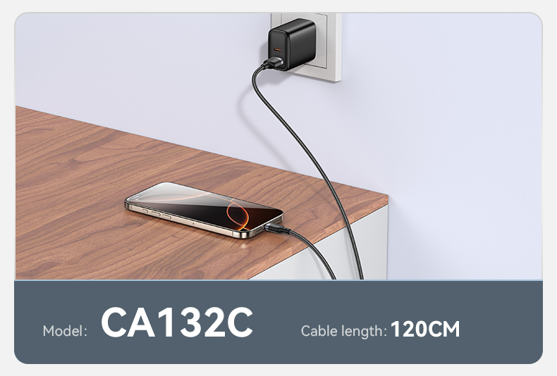 كابل يسيدو Yesido CA132C بطول 1.2 متر (USB-A إلى Type-C) بقوة 18 واط - تصميم مضفر مصفح وهيكل من سبائك الألومنيوم