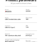 Yesido CA132C 18W USB-A to USB-C Fast Charging Cable – 1.2m Braided Nylon & Aluminum Alloy Connectors (3A)