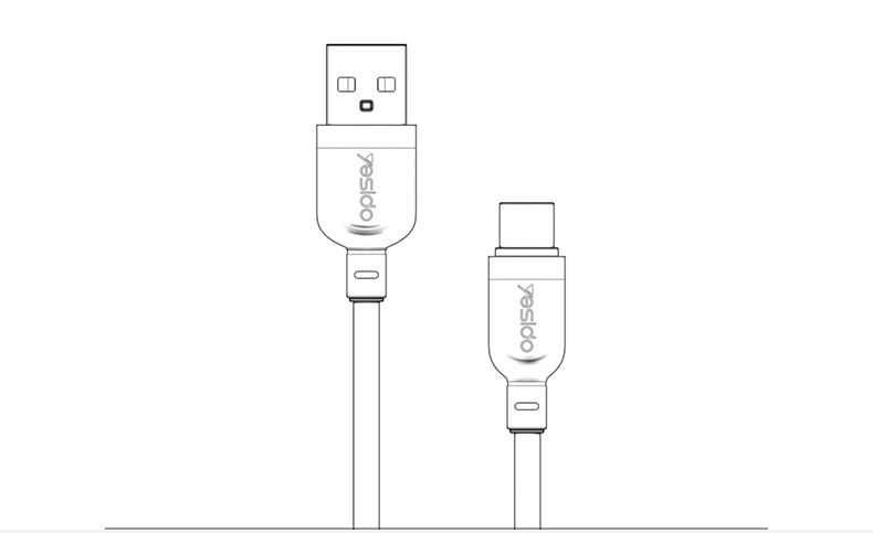 كابل يسيدو Yesido CA132C بطول 1.2 متر (USB-A إلى Type-C) بقوة 18 واط - تصميم مضفر مصفح وهيكل من سبائك الألومنيوم