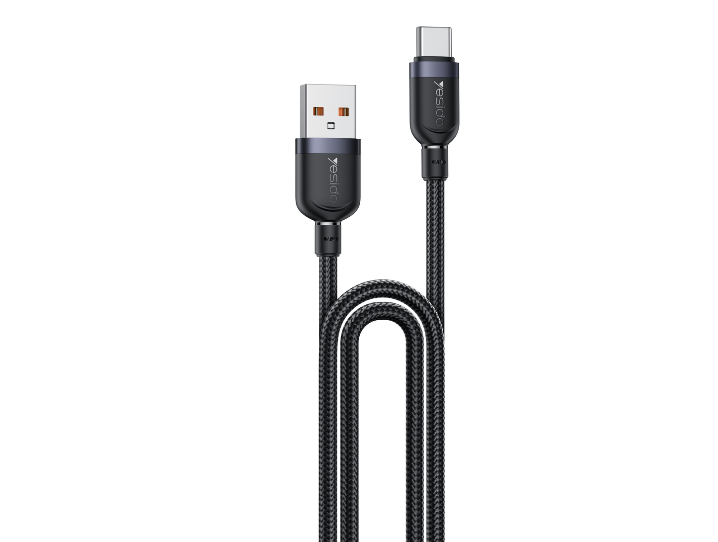 كابل يسيدو Yesido CA133C بطول 2 متر (USB-A إلى Type-C) بقوة 18 واط - تصميم مضفر مصفح وهيكل من الألومنيوم