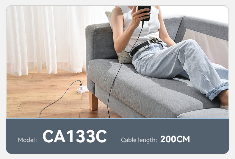 كابل يسيدو Yesido CA133C بطول 2 متر (USB-A إلى Type-C) بقوة 18 واط - تصميم مضفر مصفح وهيكل من الألومنيوم