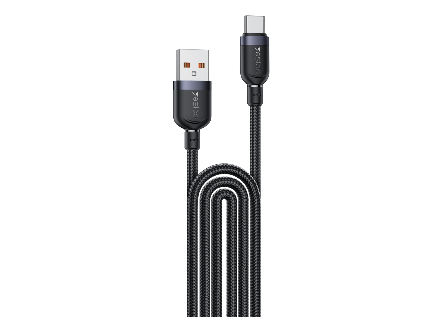 كابل يسيدو Yesido CA134C بطول 3 متر (USB-A إلى Type-C) بقوة 18 واط - تصميم مضفر مصفح وهيكل من الألومنيوم