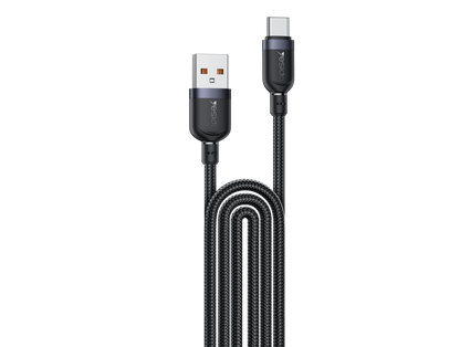 كابل يسيدو Yesido CA134C بطول 3 متر (USB-A إلى Type-C) بقوة 18 واط - تصميم مضفر مصفح وهيكل من الألومنيوم