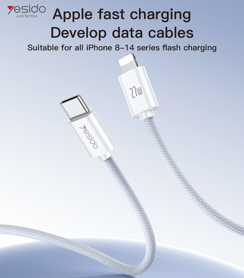 كابل يسيدو Yesido CA170 بطول 1.2 متر (Type-C إلى Lightning) بقوة 27 واط