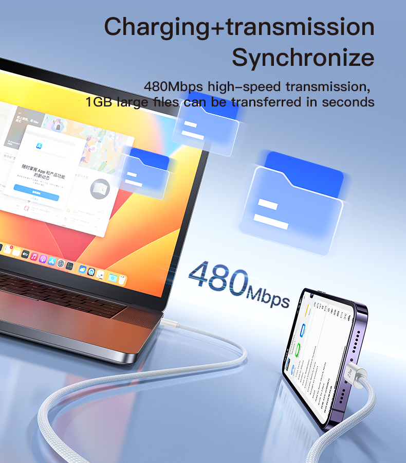 كابل يسيدو Yesido CA170 بطول 1.2 متر (Type-C إلى Lightning) بقوة 27 واط