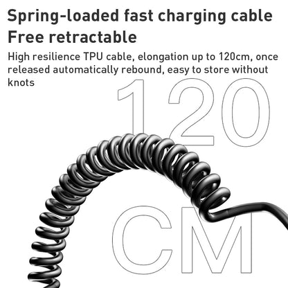 Yesido Y58 60W Fast Car Charger – Built-in Type-C & Lightning Spring Cables with Dual Charging Ports