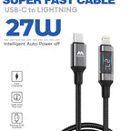 Majentik CL-020-L 27W Type-C to Lightning Fast Charging Cable with Digital Display & Auto Power-Off – Black (100cm)