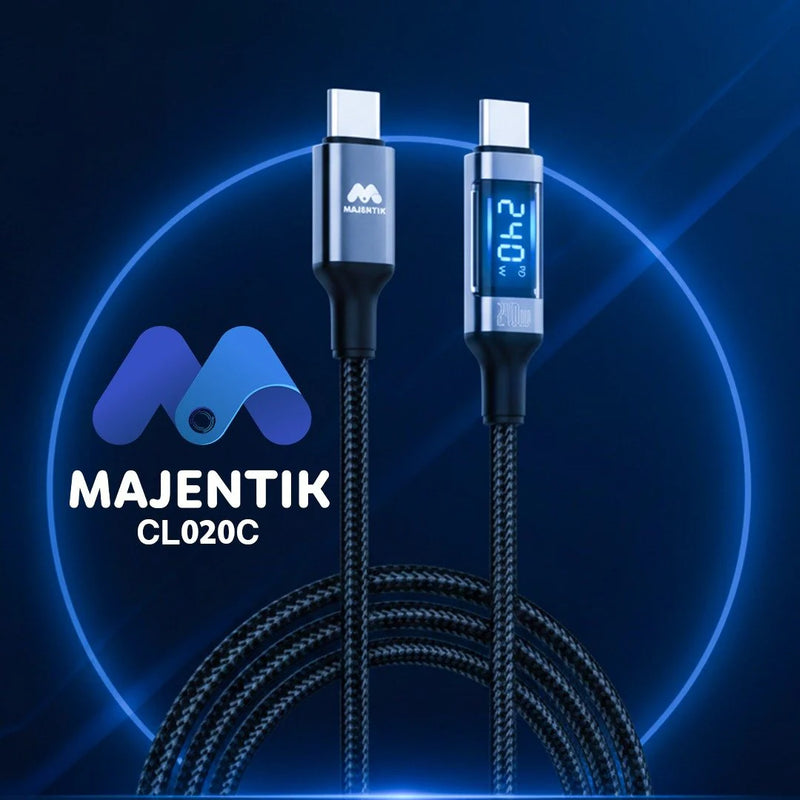Majentik CL-020 240W Type-C to Type-C Fast Charging Cable with Real-Time Digital Power Display (100cm)