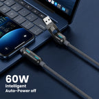 Majentik CL-025 4-in-1 Super Fast Charging Cable – 60W with E-Marker & Auto Power-Off (1.2M)