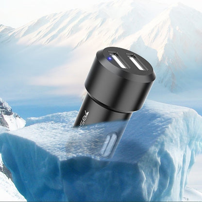 Yesido Y34 Compact Car Charger – Dual USB Ports 2.4A with Aluminum Alloy Shell