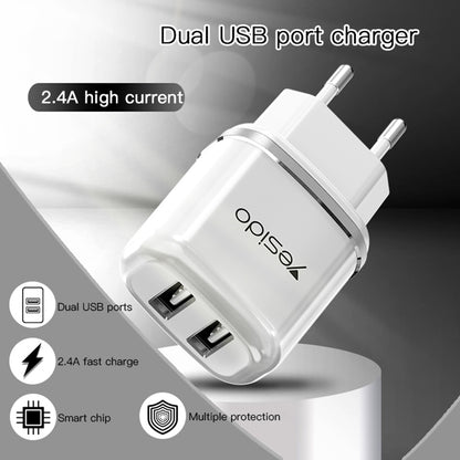 شاحن السفر Yesido YC-26 بمنفذين USB وقدرة 2.4A - يشمل كابل Micro USB