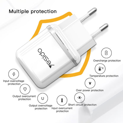 شاحن السفر Yesido YC-26 بمنفذين USB وقدرة 2.4A - يشمل كابل Micro USB