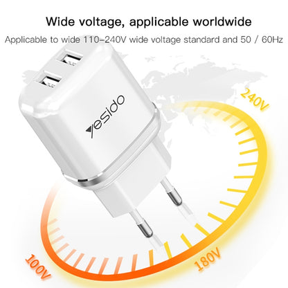 شاحن السفر Yesido YC-26 بمنفذين USB وقدرة 2.4A - يشمل كابل Micro USB