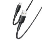 Yesido CA98 C Smart LED Display Type-C Data Cable – 2m Heavy-Duty PP+PVC Braided Shielding with 2.4A Fast Charging
