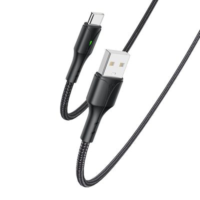 Yesido CA98 C Smart LED Display Type-C Data Cable – 2m Heavy-Duty PP+PVC Braided Shielding with 2.4A Fast Charging