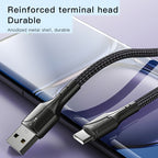 Yesido CA98 C Smart LED Display Type-C Data Cable – 2m Heavy-Duty PP+PVC Braided Shielding with 2.4A Fast Charging