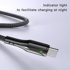 Yesido CA98 C Smart LED Display Type-C Data Cable – 2m Heavy-Duty PP+PVC Braided Shielding with 2.4A Fast Charging