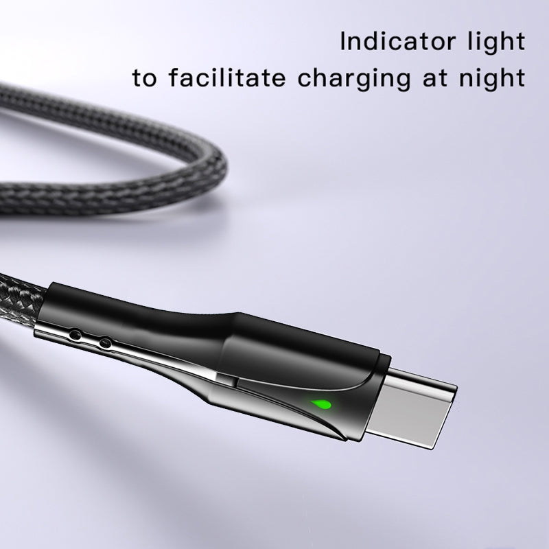 Yesido CA98 C Smart LED Display Type-C Data Cable – 2m Heavy-Duty PP+PVC Braided Shielding with 2.4A Fast Charging