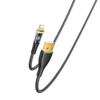 Yesido CA104 Transparent Gold Braided USB to Lightning Data Cable – 1.2m TPE+PC Protective Armor Sleeve with 2.4A Fast Charging