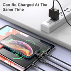Yesido CA111 20W 4-in-1 Multi-Charging Cable – 1.2m Braided Nylon USB to Dual Lightning & Dual Type-C (4A Max)