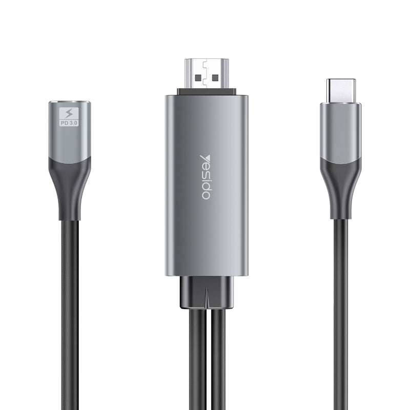 Yesido HM01 85W PD USB-C to HDMI Cable Adapter – 1.8m High-Definition Display Cable with PD3.0 Fast Charging (Gray)