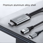 Yesido HM01 85W PD USB-C to HDMI Cable Adapter – 1.8m High-Definition Display Cable with PD3.0 Fast Charging (Gray)
