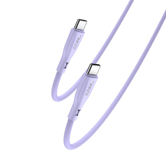 Yesido CA152 60W USB-C to USB-C Fast Charging Cable – 1m Ultra-Soft Liquid Silicone Design (Blue / Purple)