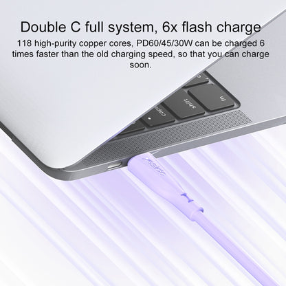 كابل يسيدو Yesido CA152 بطول 1 متر (Type-C إلى Type-C) بقوة 60 واط - تصميم ناعم من السيليكون السائل بألوان مميزة