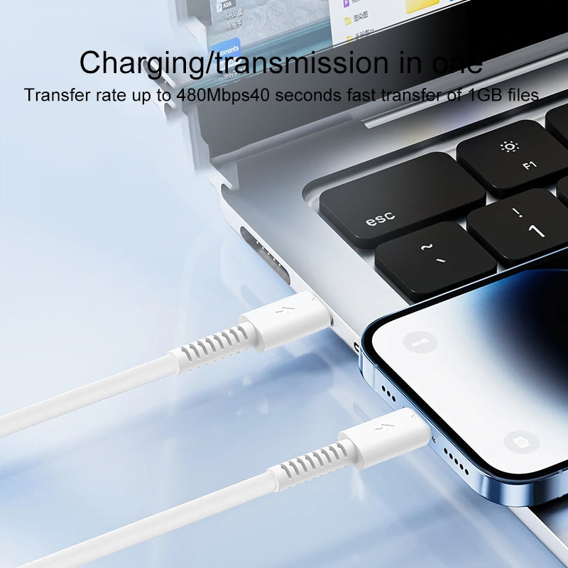 كابل يسيدو Yesido CA153 بطول 1 متر (Type-C إلى Lightning) بقوة 20 واط - تصميم مرن من مادة PVC وقالب خاص حصري