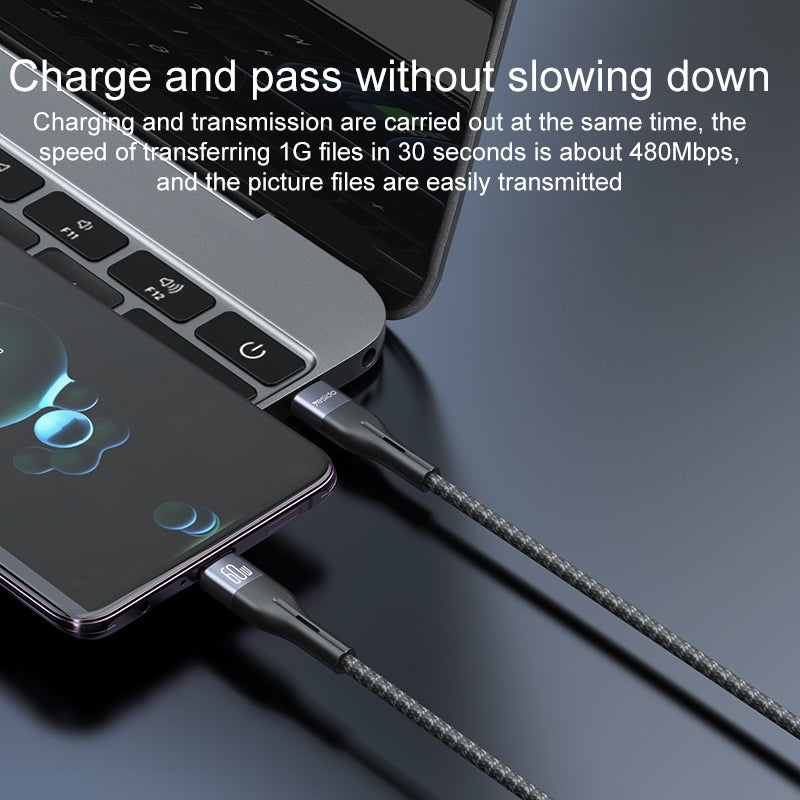كابل يسيدو Yesido CA155 بطول 1 متر (Type-C إلى Lightning) بقوة 20 واط - تصميم قماشي ناعم وهيكل من الألومنيوم