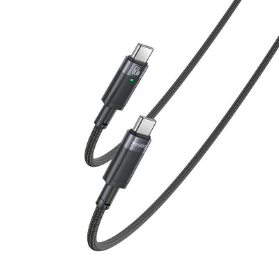 Yesido CA160 60W Auto-Disconnect USB-C to USB-C Smart Charging Cable – 1.2m Braided Nylon with LED Indicator