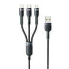 Yesido CA91 3-in-1 Multi-Charging Cable – 1.2m Heavy-Duty Braided Wire with Aluminum Alloy Shells & Lightning, Type-C, and Micro USB Ports