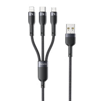 Yesido CA91 3-in-1 Multi-Charging Cable – 1.2m Heavy-Duty Braided Wire with Aluminum Alloy Shells & Lightning, Type-C, and Micro USB Ports