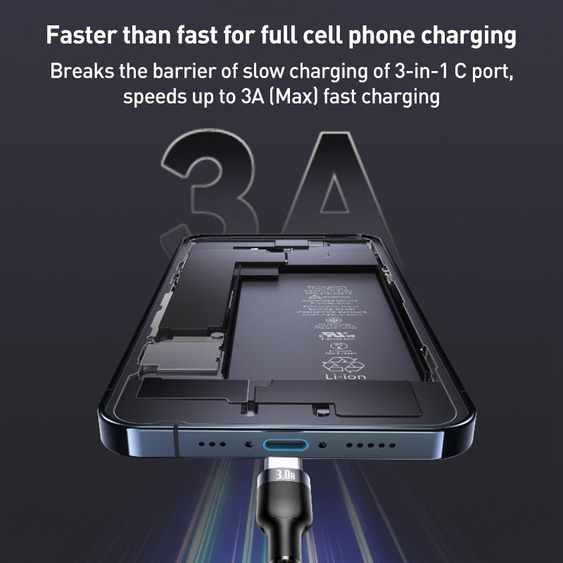 Yesido CA91 3-in-1 Multi-Charging Cable – 1.2m Heavy-Duty Braided Wire with Aluminum Alloy Shells & Lightning, Type-C, and Micro USB Ports