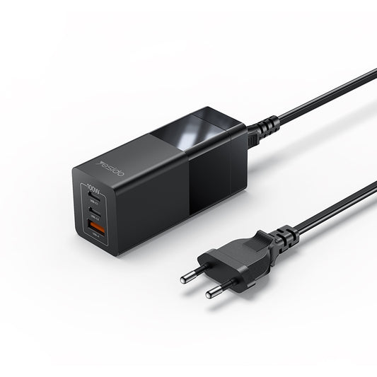Yesido YC58 100W GaN Desktop Charger – 3 Ports (2x Type-C + USB) with Integrated AC Socket