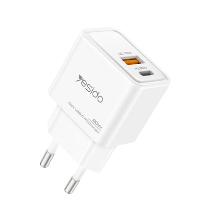 شاحن Yesido YC61 الذكي بقوة 20 واط - تقنية GaN المتقدمة بمنفذين (USB-A + Type-C)